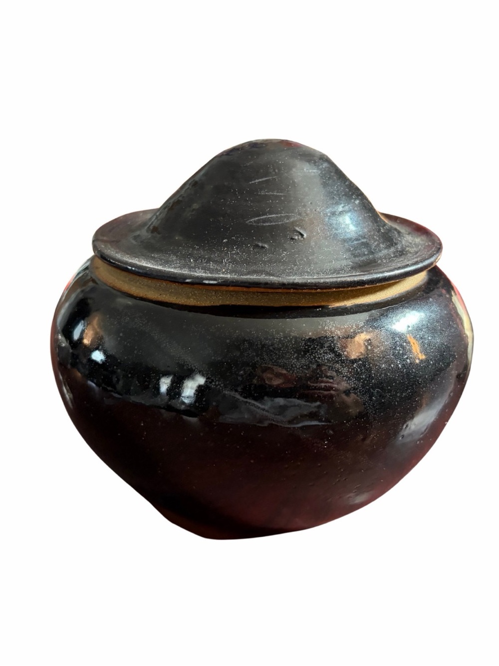 Handcrafted 8” Rustic Black Ceramic Lidded Jar